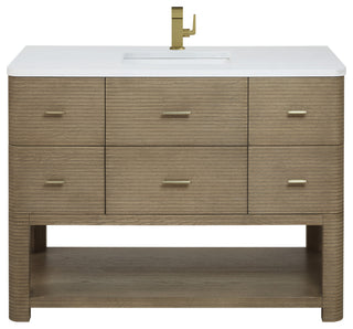 Lucian Bath Vanity, Pebble Oak, 48, White Zeus