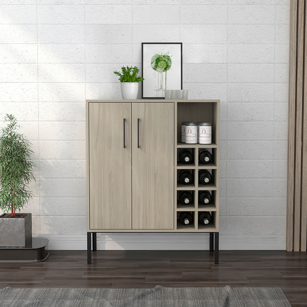 Talmage Modern Bar Cabinet, Birch