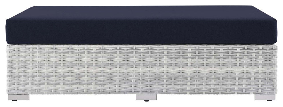 Convene Outdoor Patio Rectangular Ottoman Light Gray Navy