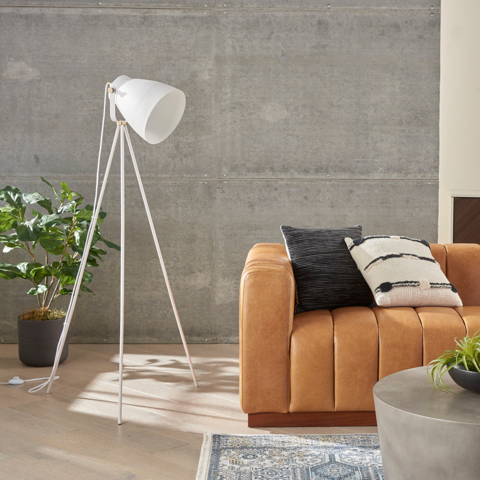 Nourison HAF02 Floor Lamp, White, 10" x 27" x 57"