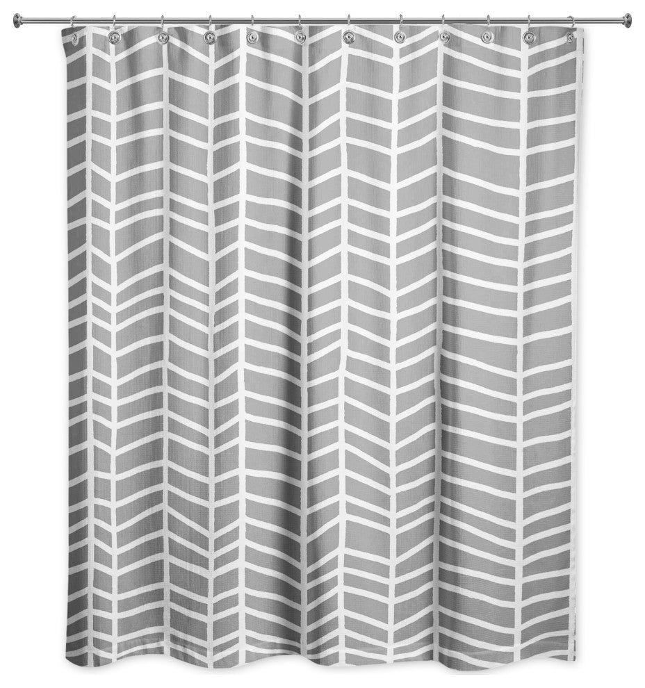 Gray Chevrons 71x74 Shower Curtain