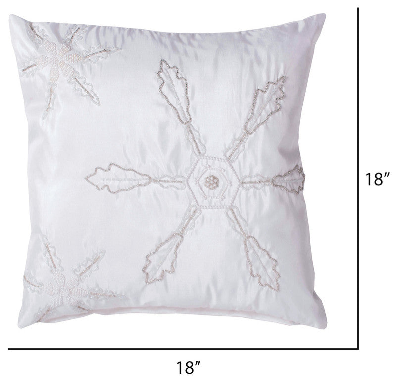 Vickerman Beaded Snowflakes, 18" X 18", Pillow