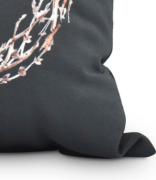 Natural Wreath 20" Black Holiday Print Decorative Throw Pillow