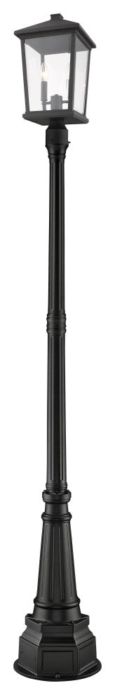 Beacon 2-Light Outdoor Post Mounted Fixture Light In Black