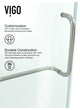 VIGO Monteray 30"D x 30"W x 73"H Frameless Hinged Shower Enclosure, Brushed Nickel, Without Base