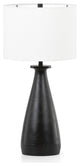 Innes Table Lamp Matte Black Cast Aluminum, White Silk