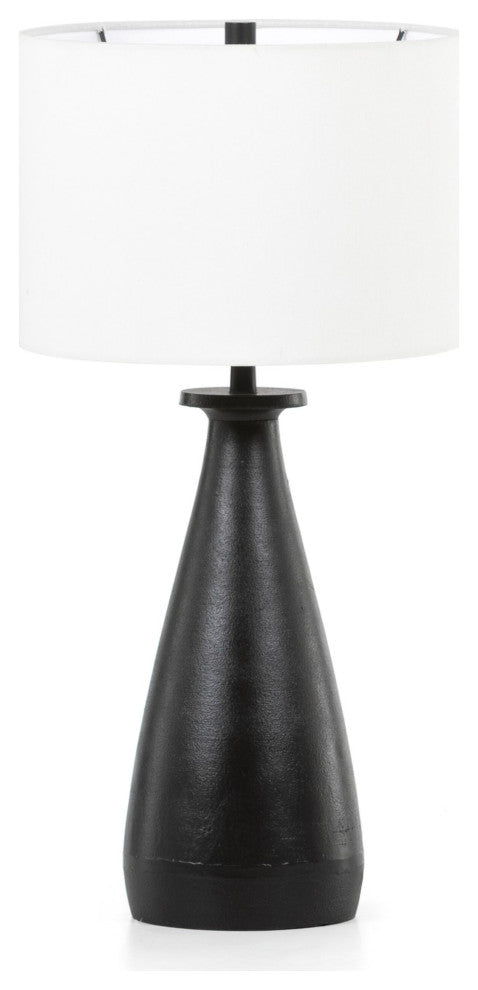 Innes Table Lamp Matte Black Cast Aluminum, White Silk
