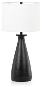 Innes Table Lamp Matte Black Cast Aluminum, White Silk