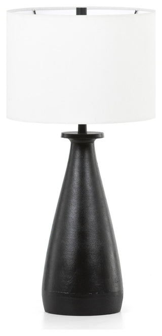 Innes Table Lamp Matte Black Cast Aluminum, White Silk