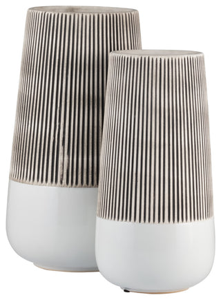 Ceramic 10"H Ridged Vase, Ivory