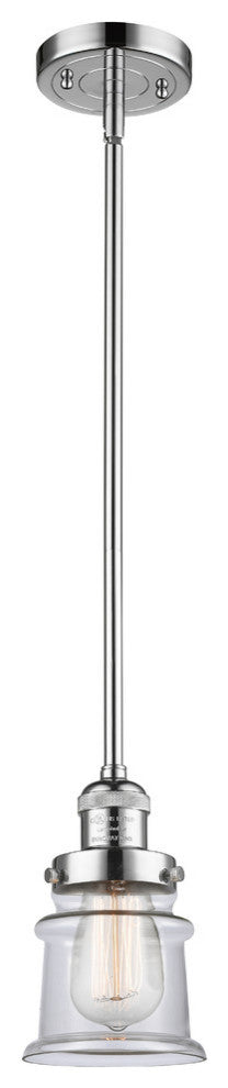 Small Canton 1-Light Mini Pendant, Polished Chrome, Clear