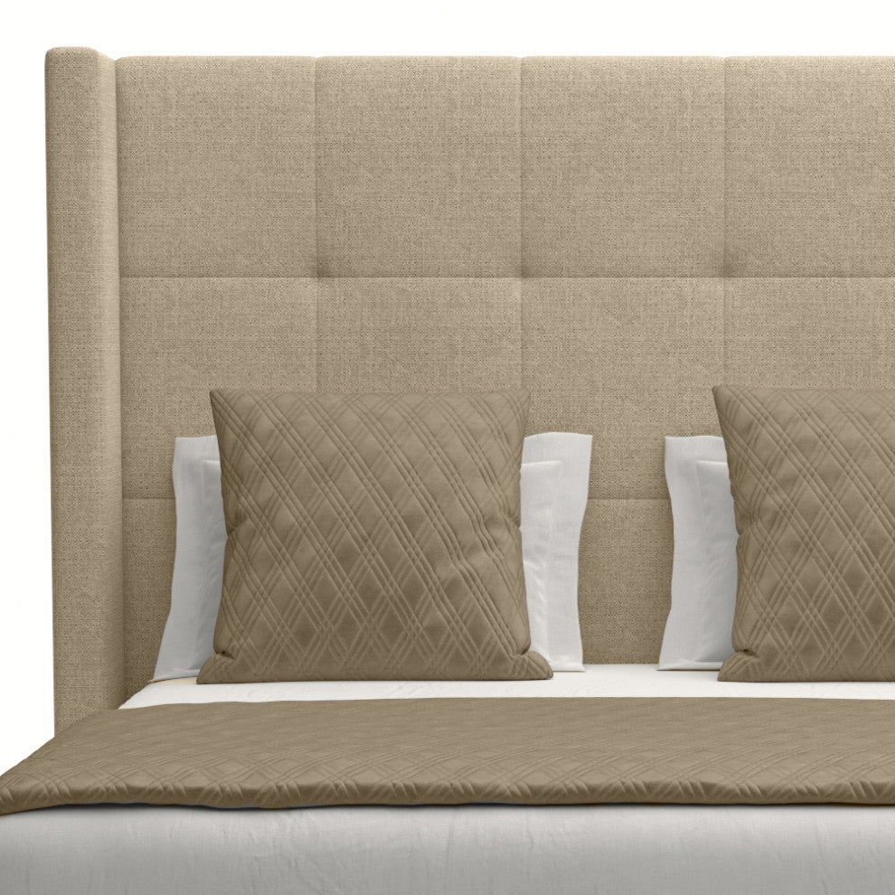 Nativa Interiors Aylet Tufted Bed, Flax, Queen, Medium Headboard