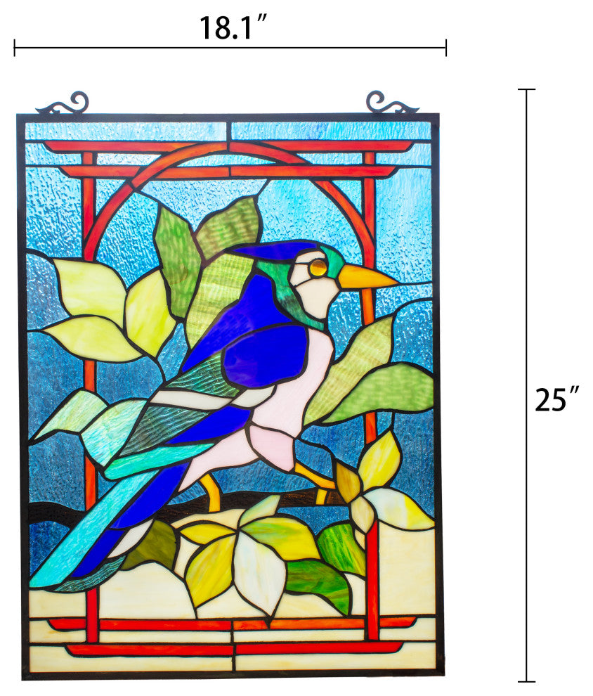 CHLOE Lighting Bluejay Tiffany Animal Window Panel