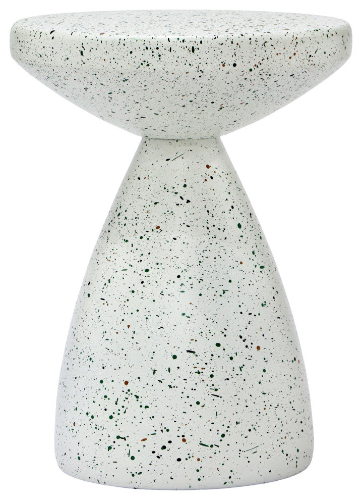 Anika Iron Terrazzo End / Side Table, White