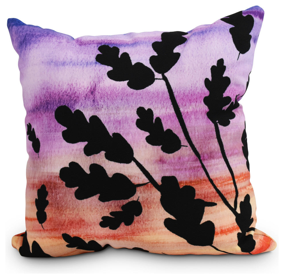 Flowing Leaves Multi Floral Print Outdoor Decorative Throw Pillow, 16"