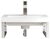 Two Boston 15 1/4" Wall Brackets Brushed Nickel, 20" White Glossy Composite Top