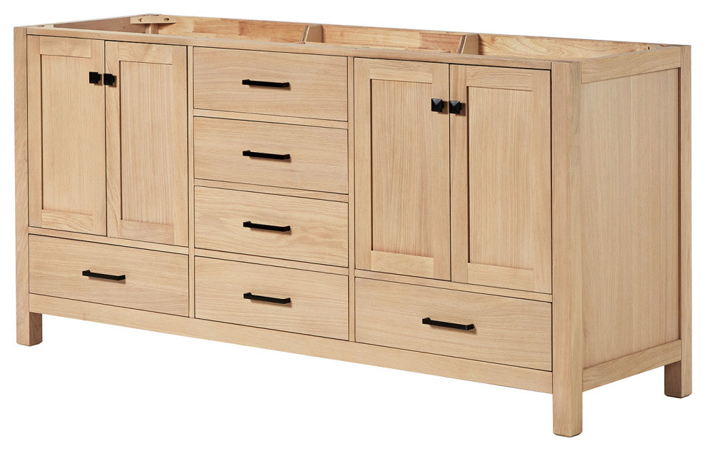ARIEL Cambridge 72 in. Double Sink Base Cabinet In Oak