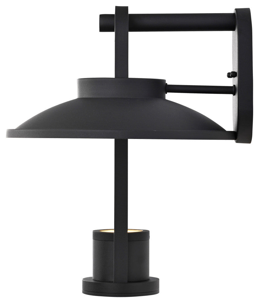 Harriman 12W LED Medium Wall Lantern, Matte Black/Aluminum Shade
