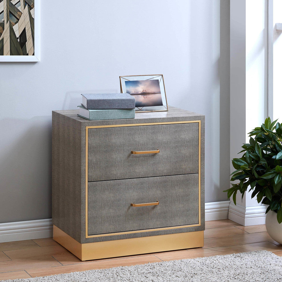 Edinburgh 2-Drawer Faux Shagreen End Table