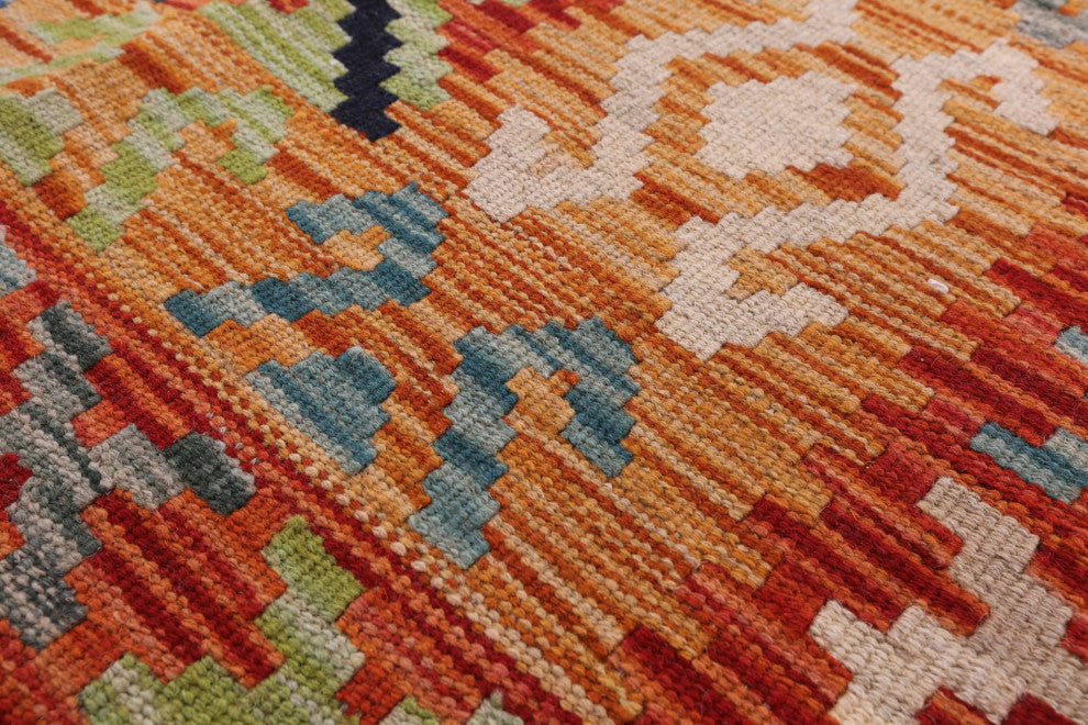 5' 2" X 6' 7" Wool On Wool Kilim Flat Weave Reversible Rug Q9483