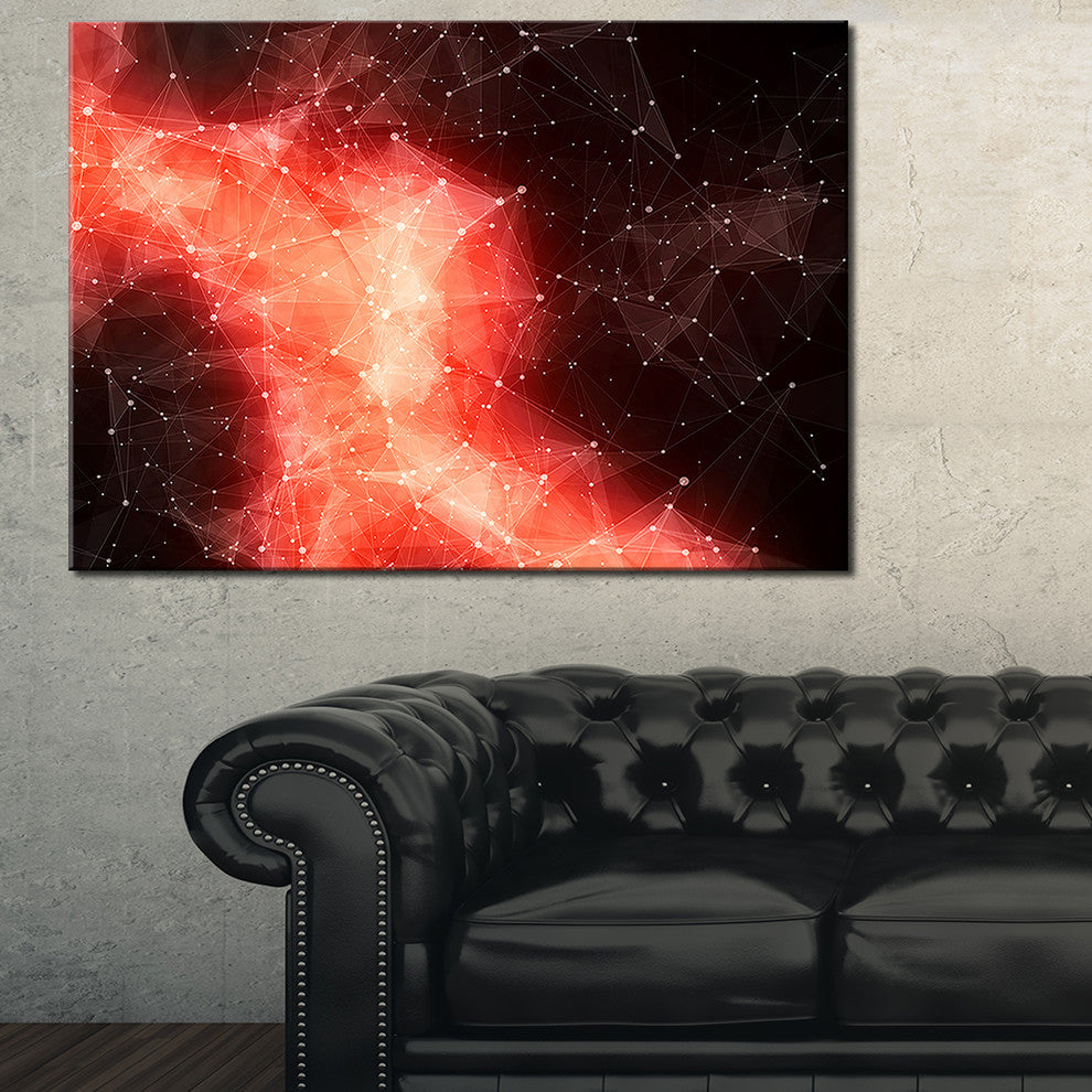 "Red Nebula in Cosmos" Abstract Art Canvas Print, 32"x16"