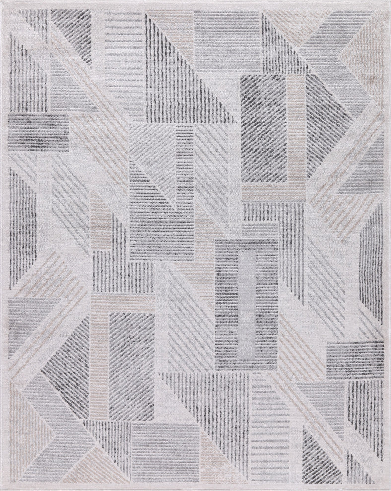 Low-Pile Auden Gray/Beige Rug, Gray, 10'x14'