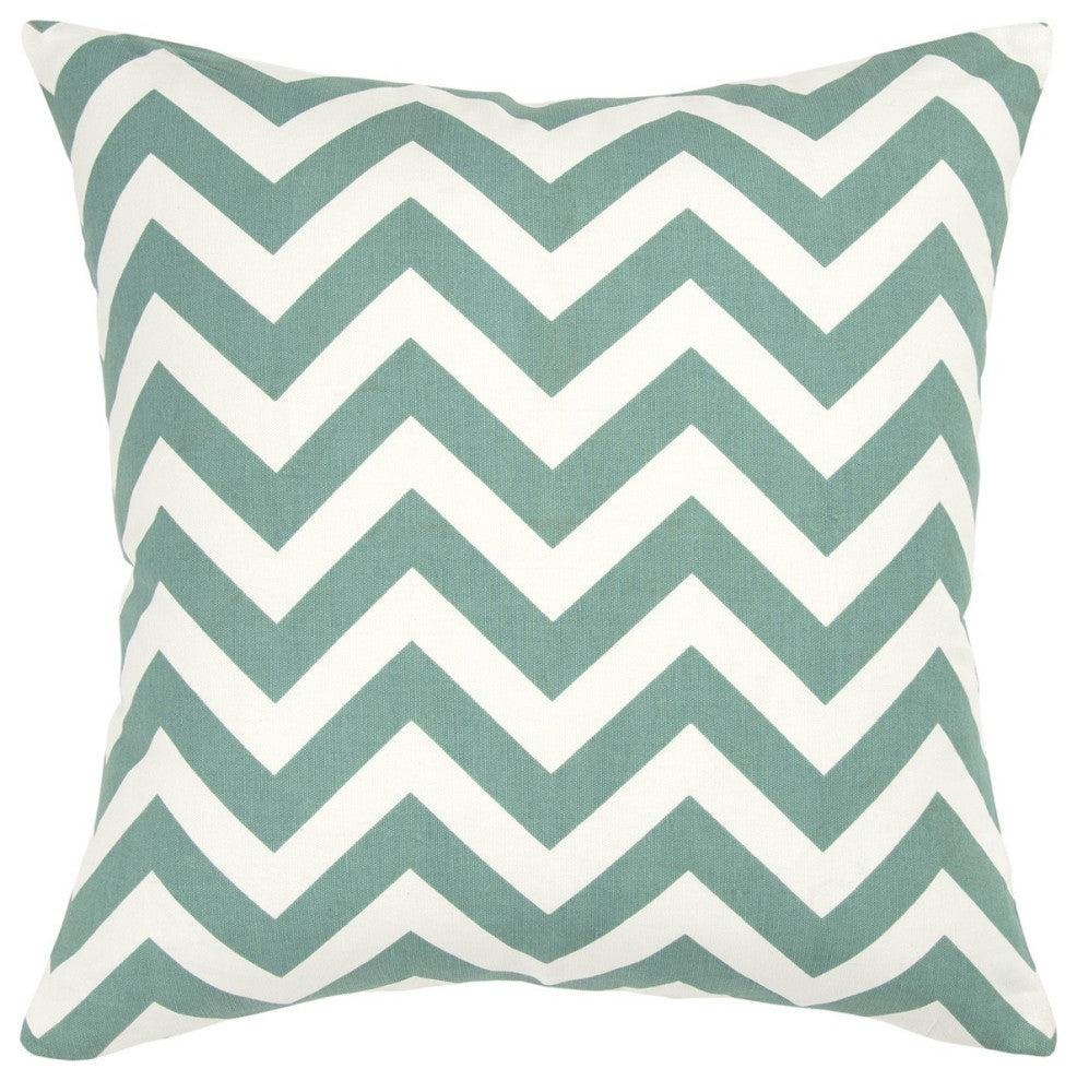 Teal Ivory Chevron Down Filled Throw Pillow