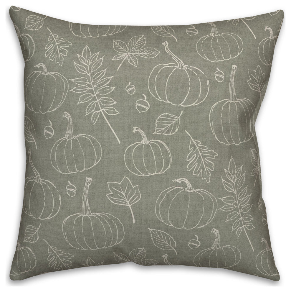 Green Fall Pattern 18x18 Spun Poly Pillow