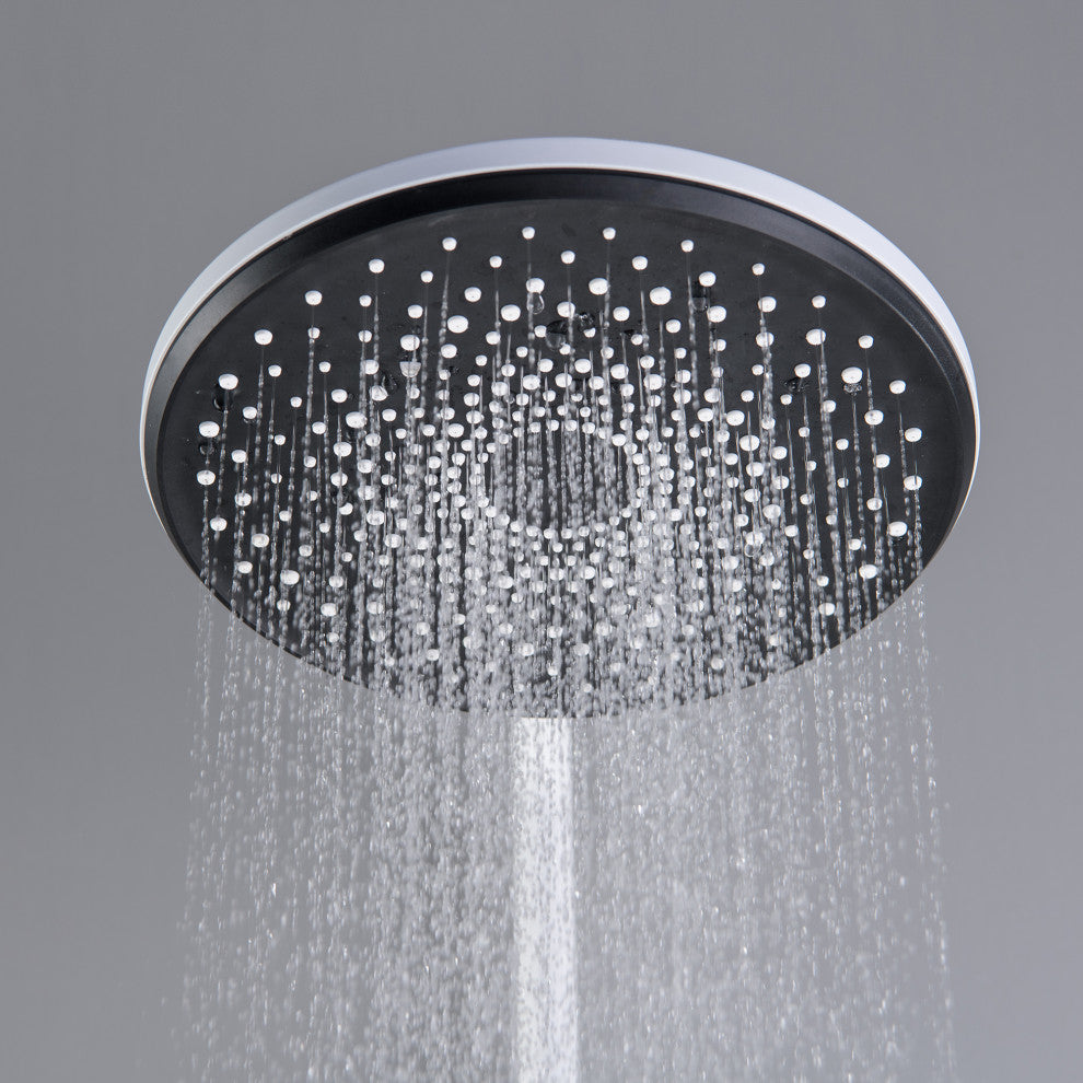 Trendy Design Multi-Function Complete Shower System With Rough-in Valve, Pure Wh
