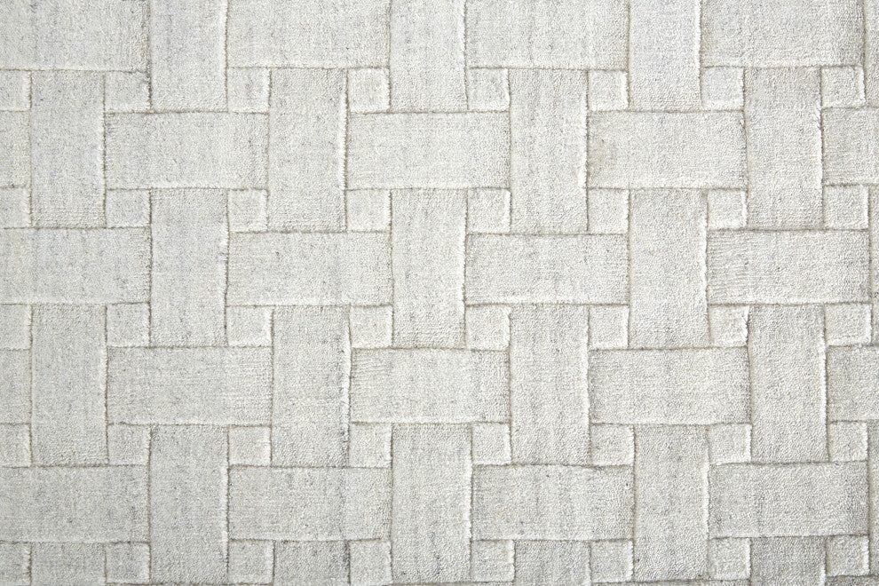 Weave & Wander Tatem Minimal Viscose Rug, White, 12' x 15' Rug