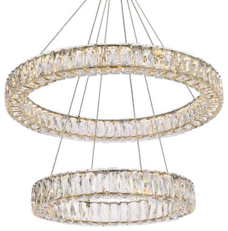 Elegant Lighting 3503G28 Monroe 28"W LED Crystal Ring Chandelier - Gold
