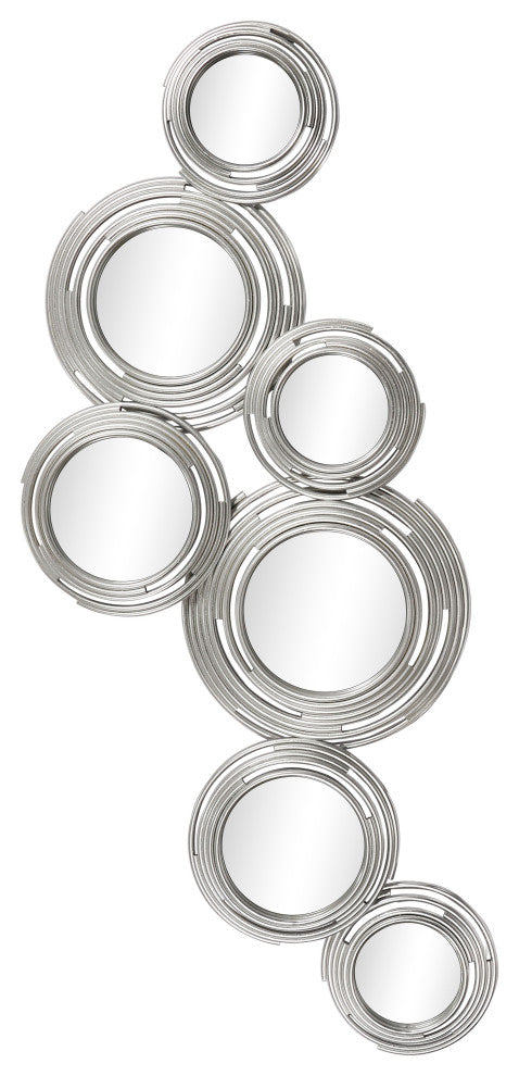 "Ascending Reflection" Circle Array Mirrors in Metal Foiled Frame