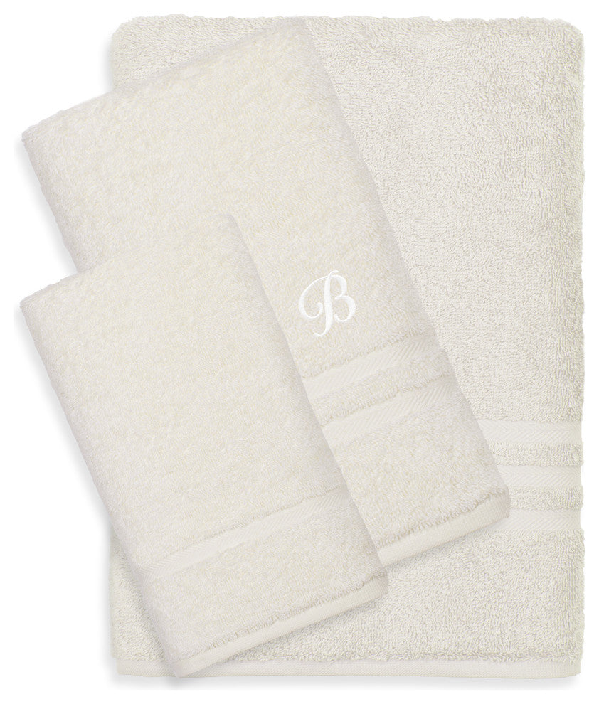 Denzi 3-Piece Towel Set Monogrammed Letter, B
