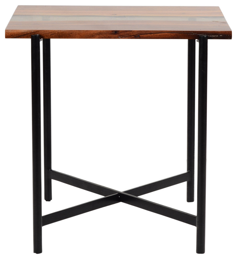 Rivers Edge 22" Acacia Wood and Acrylic End Table