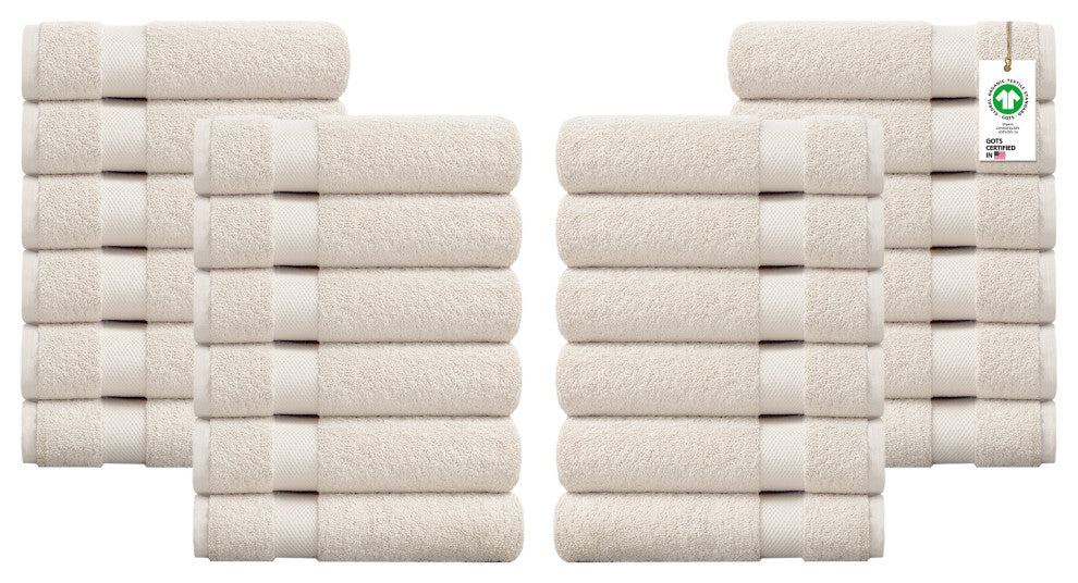 Organic Cotton Feather Touch Quick Dry Hand Towel, Marshmallow, Pack of 24