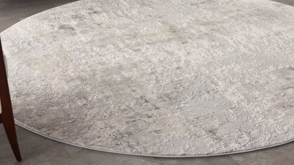 Nourison Rustic Textures 7'10" Round Grey/Beige Modern Indoor Area Rug