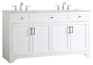 60" Double Bathroom Vanity, White