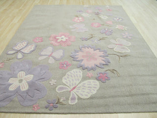 EORC Gray Hand-Tufted Wool Kid's Butterfly Rug 2' x 3'