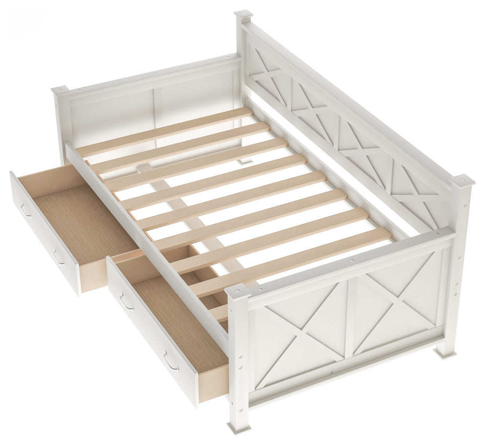 Modern and Rustic Casual Style Daybed, Cream White