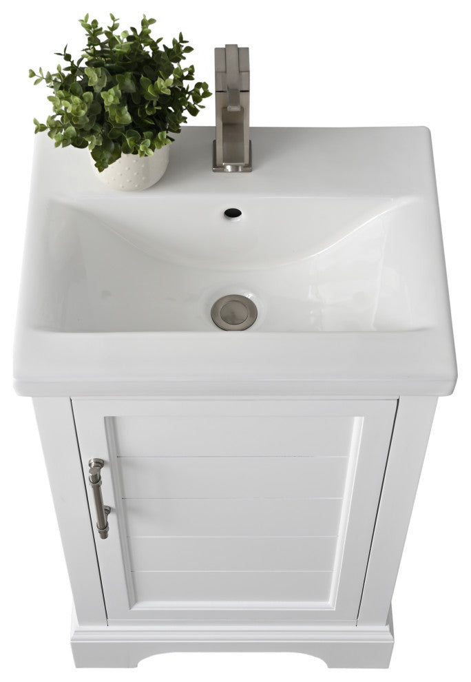 Vanity Art Bathroom Vanity With Sink & Top, White, 20", White Ceramic