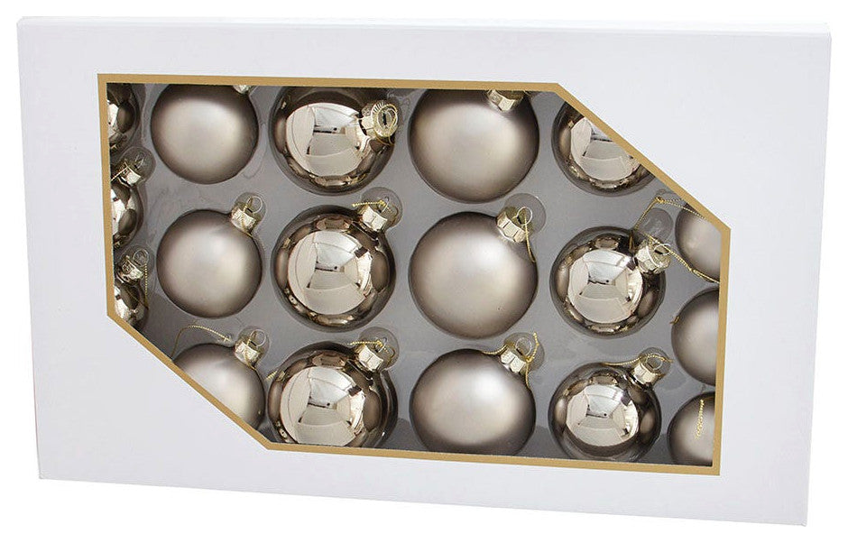 60-80MM Shiny and Matte Pewter Glass Ball Ornaments, 20-Piece Set