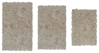 Modesto Collection 100% Cotton Machine Washable Bath Rug, 3-Piece Set, Linen