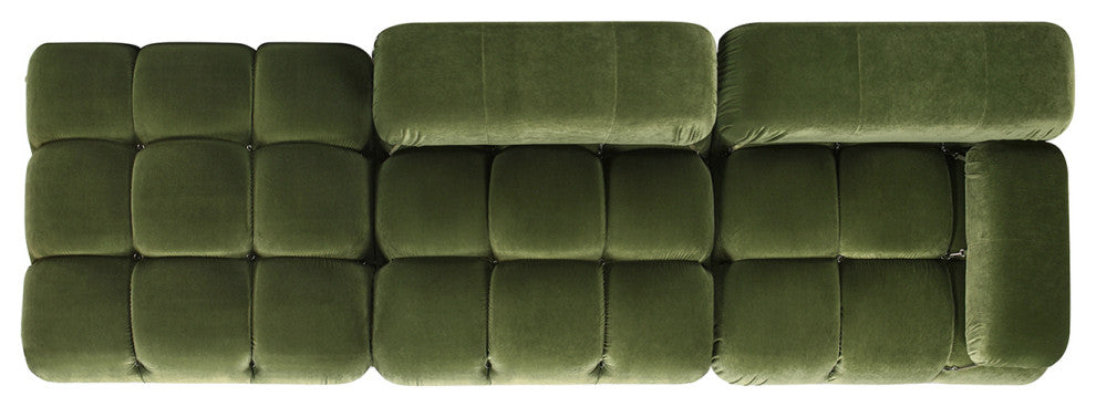 Marcel 109.5" Post-Modern Modular Chaise Sofa, Olive Green Performance Velvet