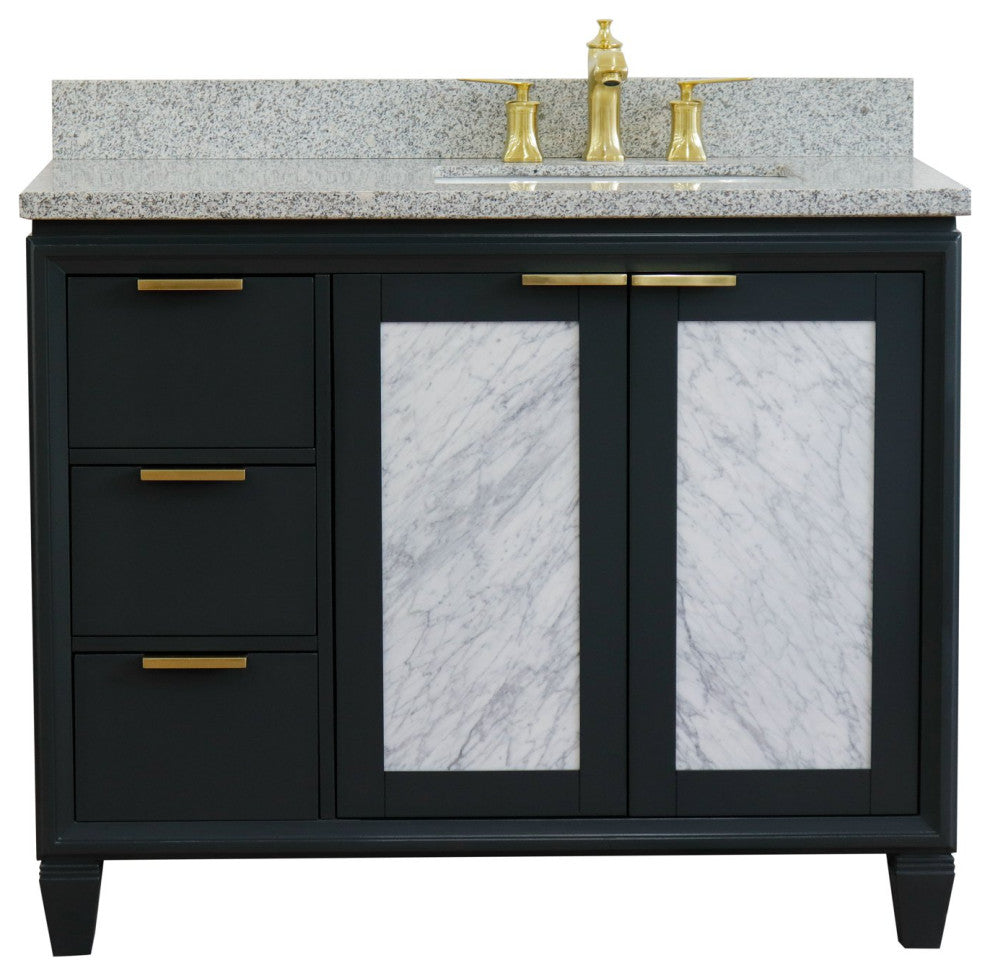 43" Single Vanity, Dark Gray Finish With Gray Granite