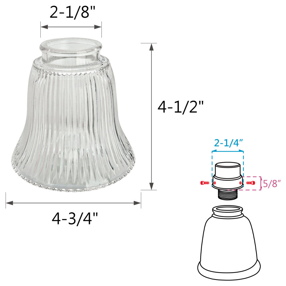 23080-4 Replacement Clear Ceiling Fan Glsss Shade, 4 Pack.