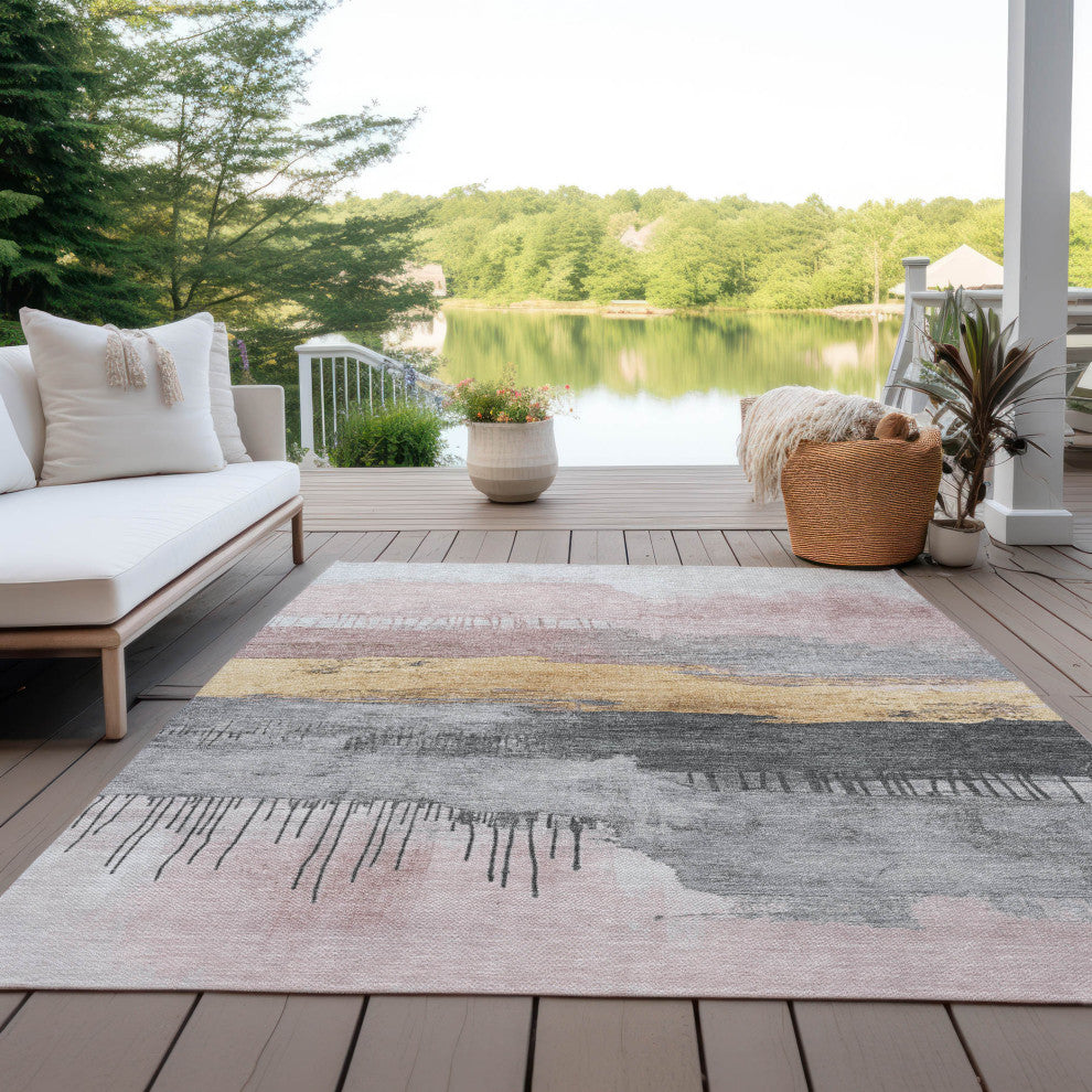 Machine Washable Indoor/Outdoor Chantille ACN1880 Blush 10' x 14' Rug
