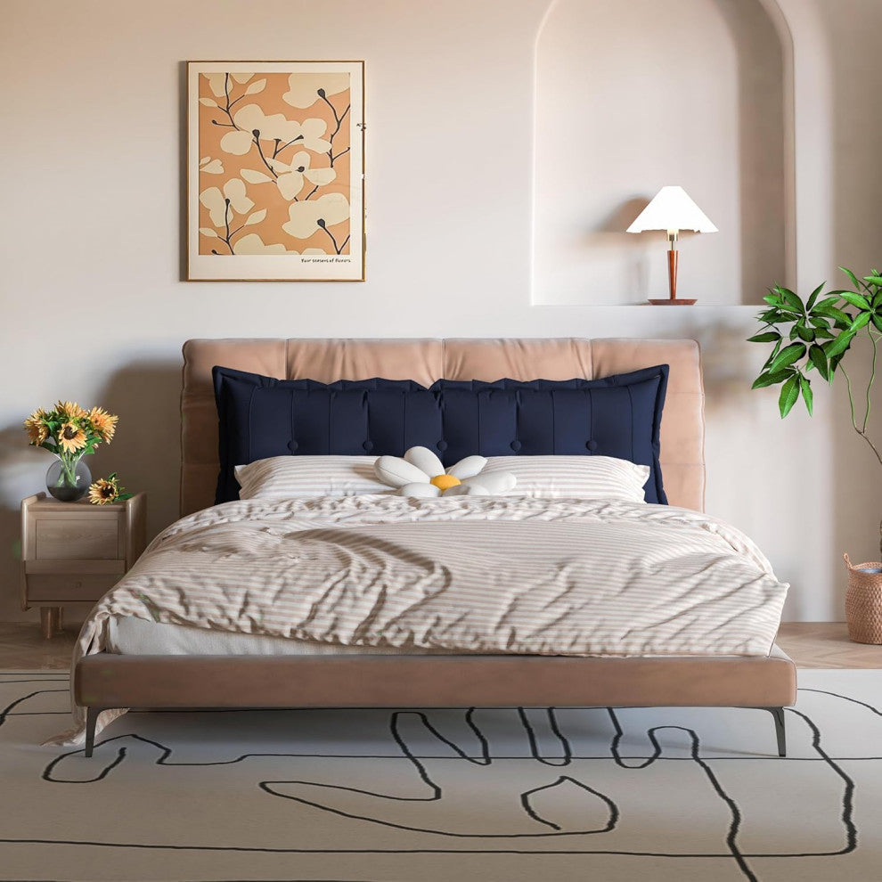 Button Tufted Body Positioning Pillow Headboard Cushion Dark Blue, 54x20x3 Inches