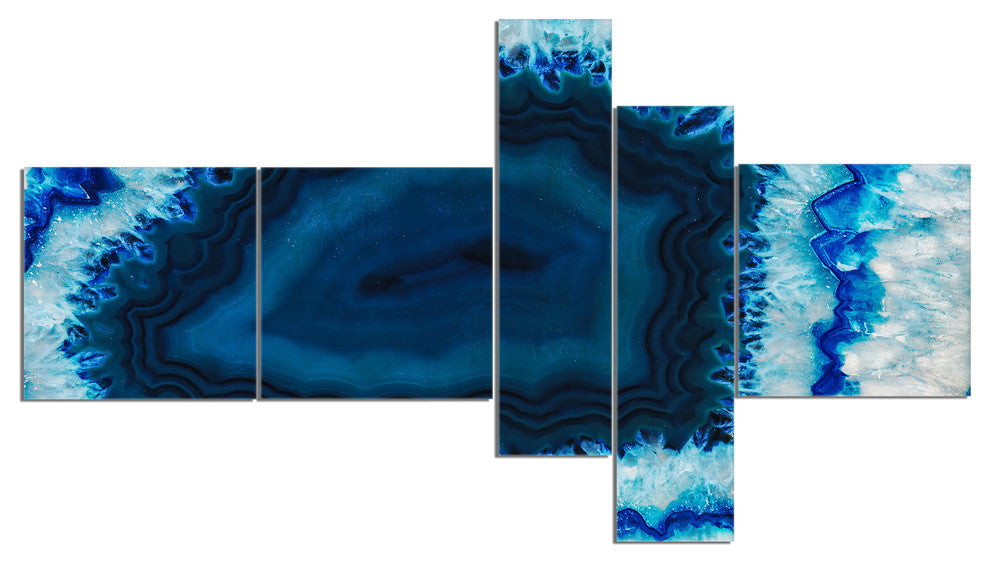 Brazilian Thunder Egg, Abstract Canvas Wall Art Print, 60"x32", 5 panels