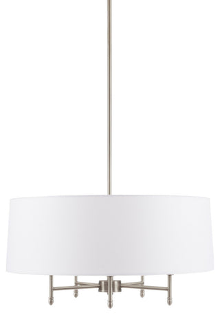 Hampton Hill 5-Light Dimmable Adjustable Height Chandelier, Silver/White