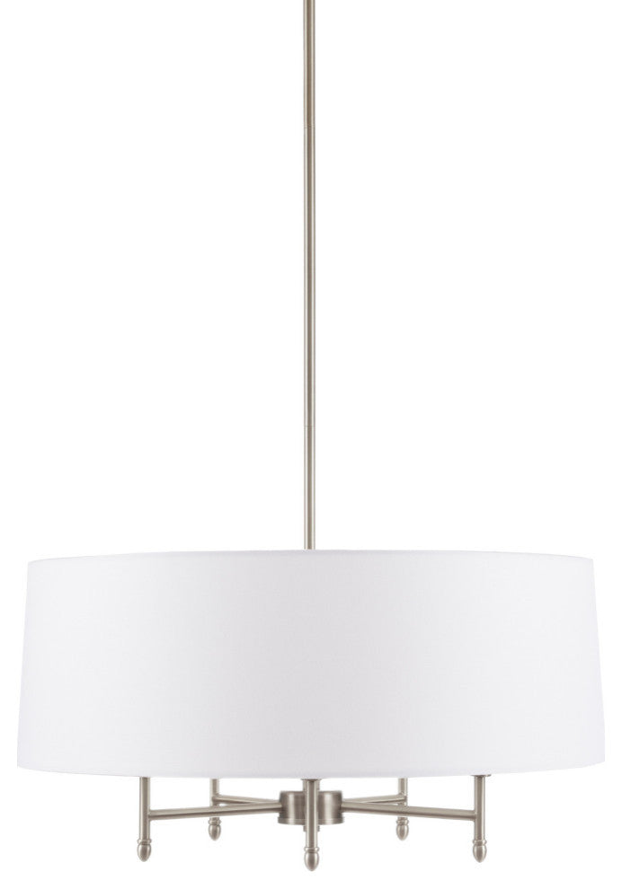 Hampton Hill 5-Light Dimmable Adjustable Height Chandelier, Silver/White